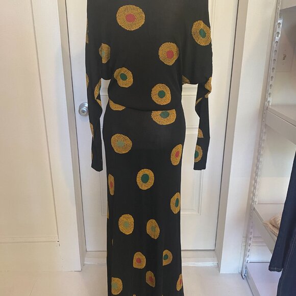 Rare - Koos Van Den Akker Couture 60's/70's Op Art Print Silk Jersey Maxi Dress - Picture 4 of 11